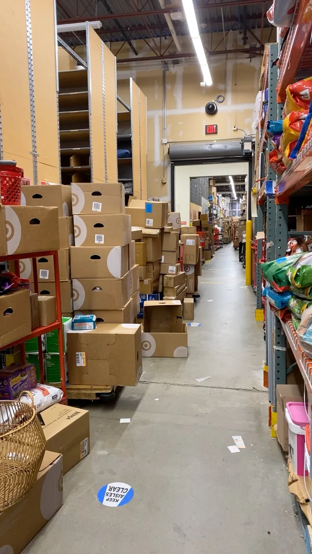 Store fixtures and debris loaded for removal from a retail space