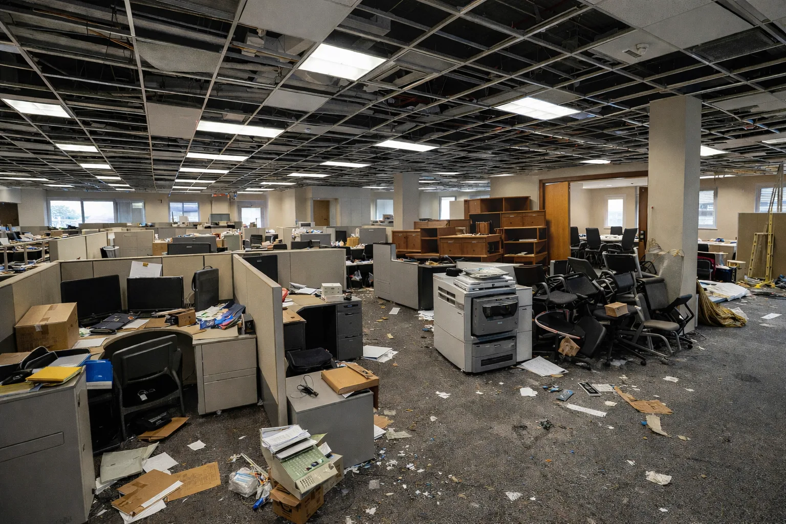 Office space prepared for a commercial office cleanout in Forney, TX